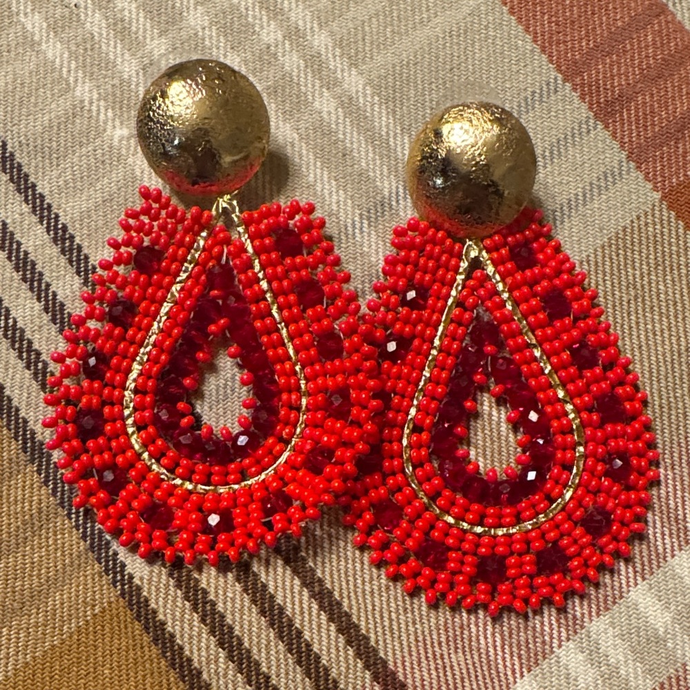 Buddy Love Vibrant Red and Gold Earrings